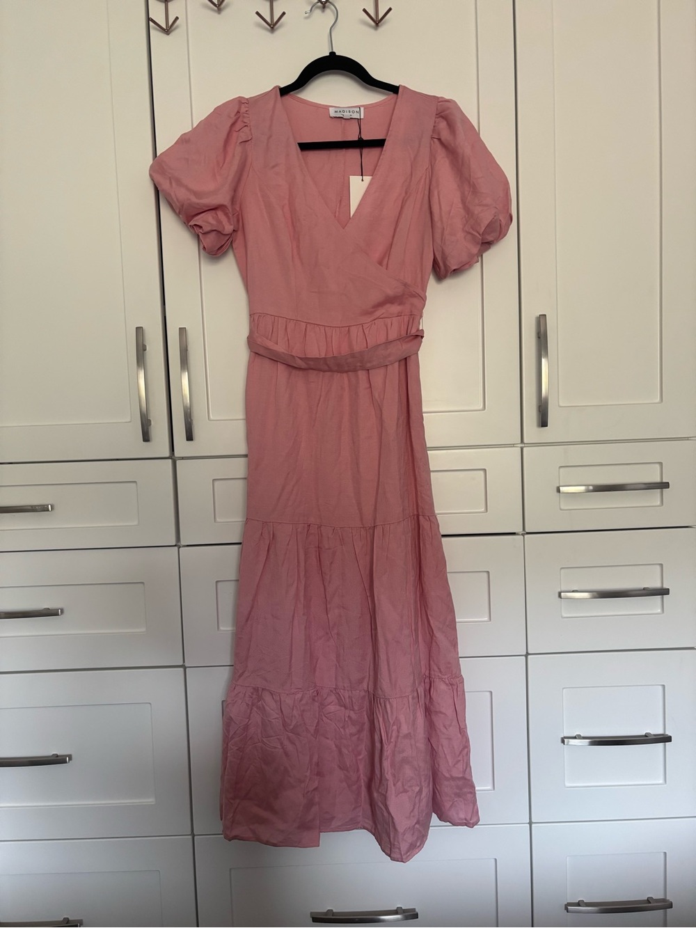 Madison Dusty Pink Wrap Linen Maxi Dress